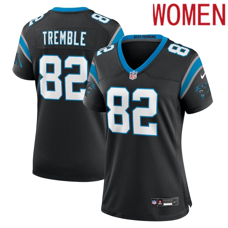 Women Carolina Panthers #82 Tommy Tremble Nike Black Team Game NFL Jersey->customized nfl jersey->Custom Jersey